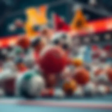 Diverse sports symbols merging with lottery elements