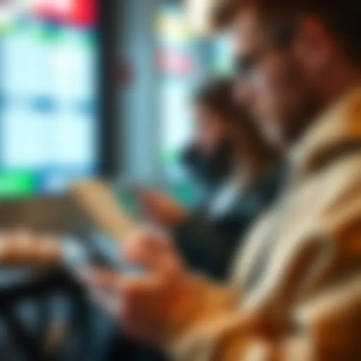 A person checking lottery results on a mobile device