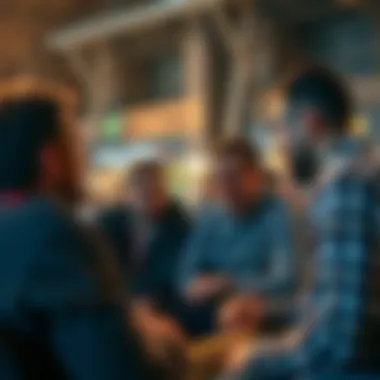 A community gathering discussing betting strategies