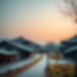 A serene landscape showcasing a traditional Korean site regarded as a 명당.