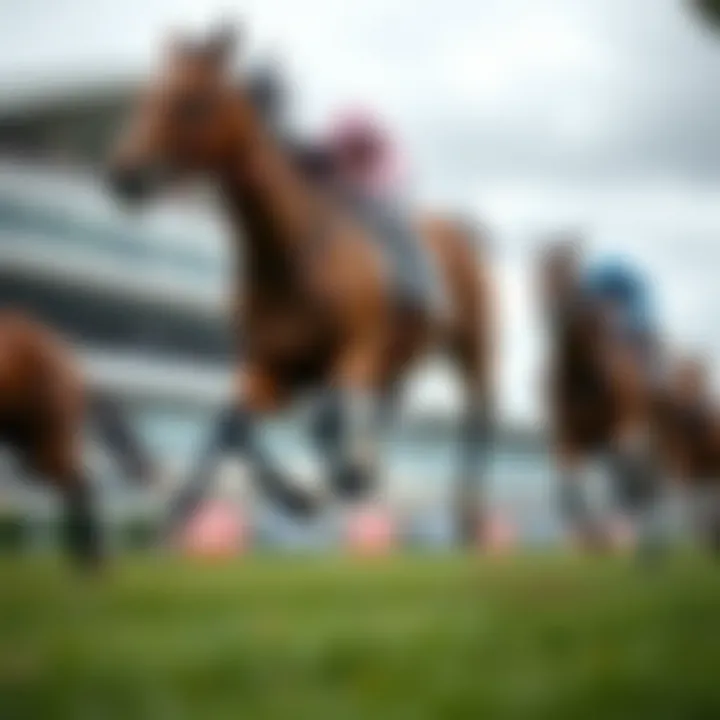 A racehorse galloping on the track