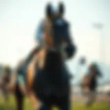 Thoroughbred Racing in Japan A majestic thoroughbred racing down the track