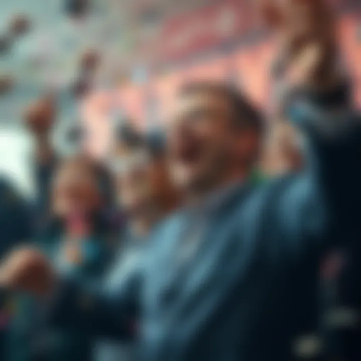 Celebration of winning the lottery with confetti