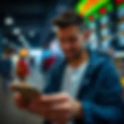 Checking lottery numbers on a smartphone app.