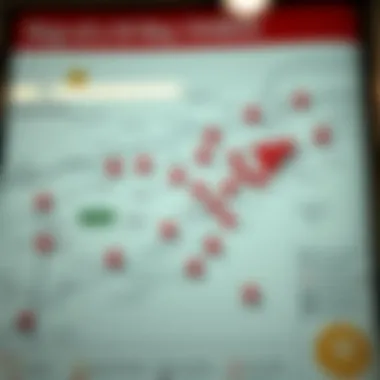 A map showing locations of various lottery outlets