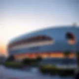 Exterior view of Sangam World Cup Stadium showcasing modern architecture