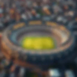 Aerial view of the World Cup Stadium showcasing its unique architecture
